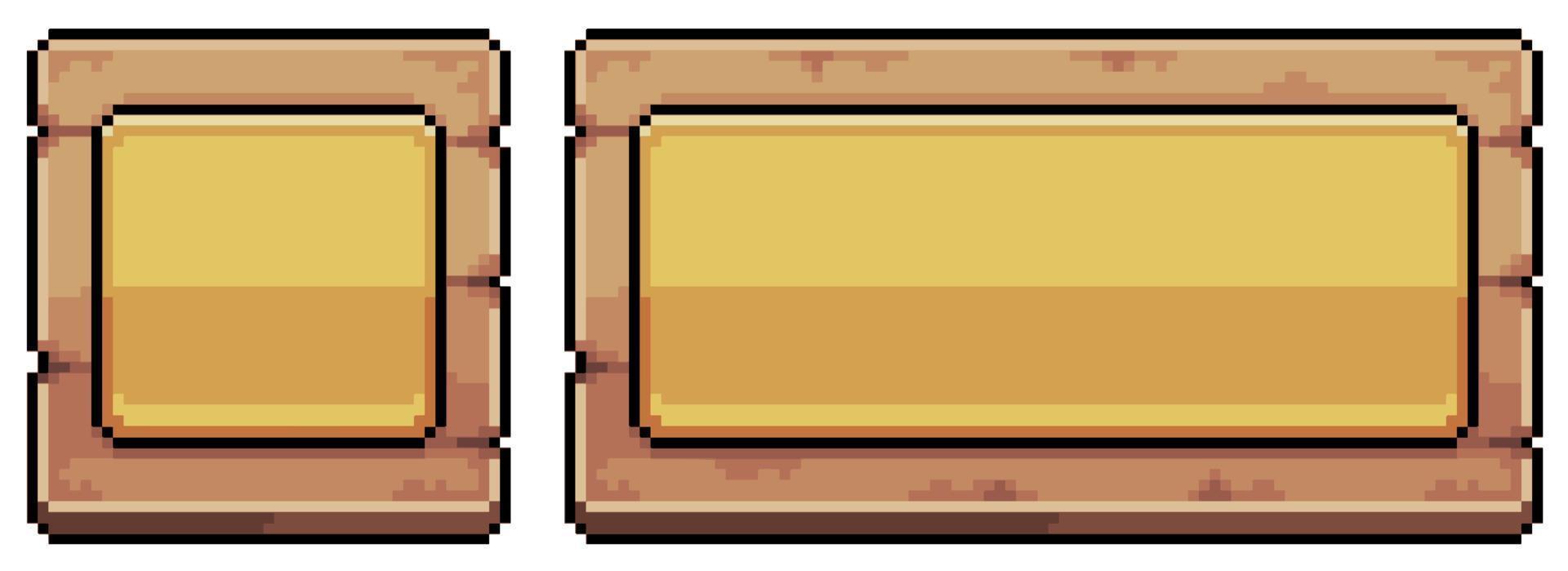 boutons en bois pixel art pour l'icône de vecteur d'interface de jeu et d'application pour le jeu 8bit sur fond blanc