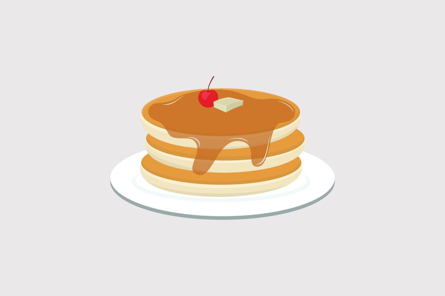 illustration vectorielle de crêpes. cuisson au sirop, miel et litchi. notion de petit-déjeuner. vecteur