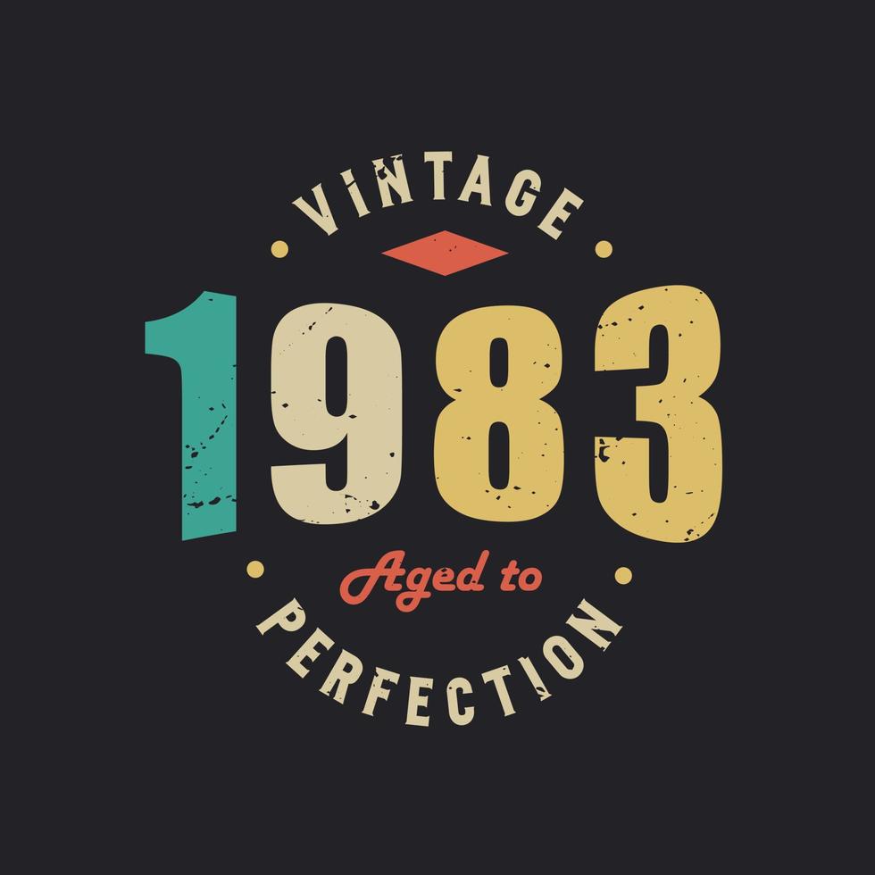 millésime 1983 vieilli à la perfection. 1983 anniversaire rétro vintage vecteur