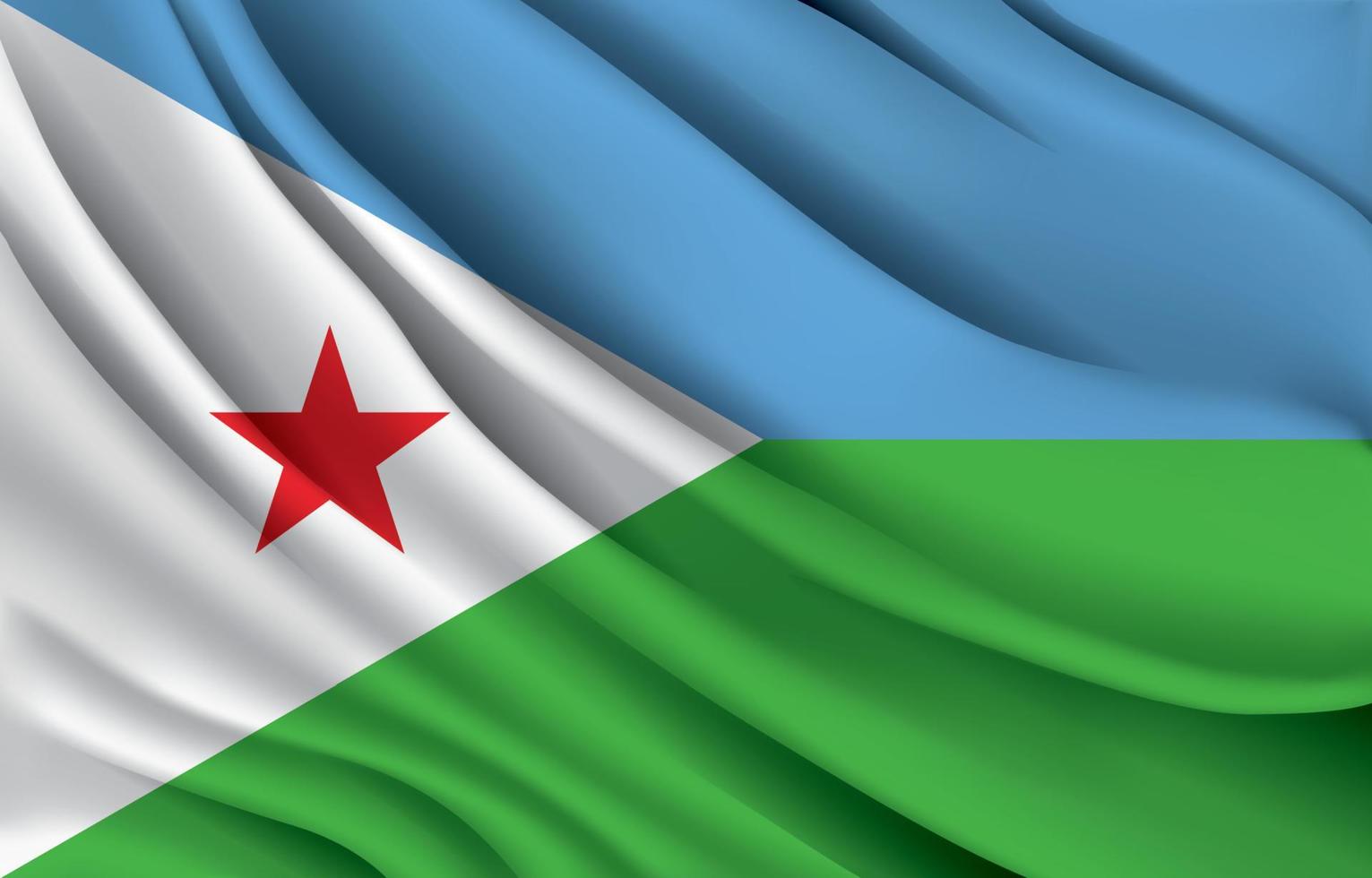 drapeau national de djibouti agitant une illustration vectorielle réaliste vecteur