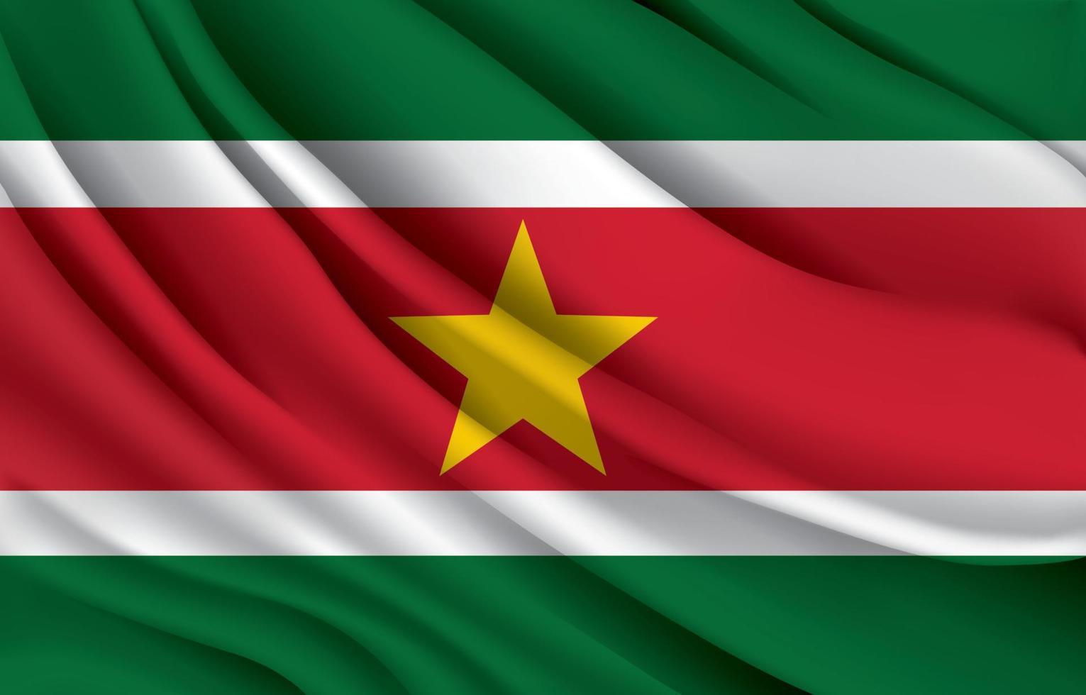 drapeau national du suriname agitant une illustration vectorielle réaliste vecteur