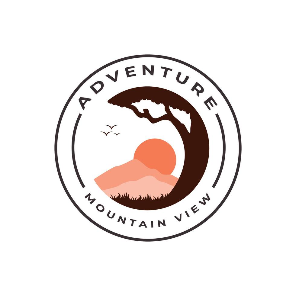 paysage de montagne et de forêt avec cercle logo vecteur icône symbole illustration design