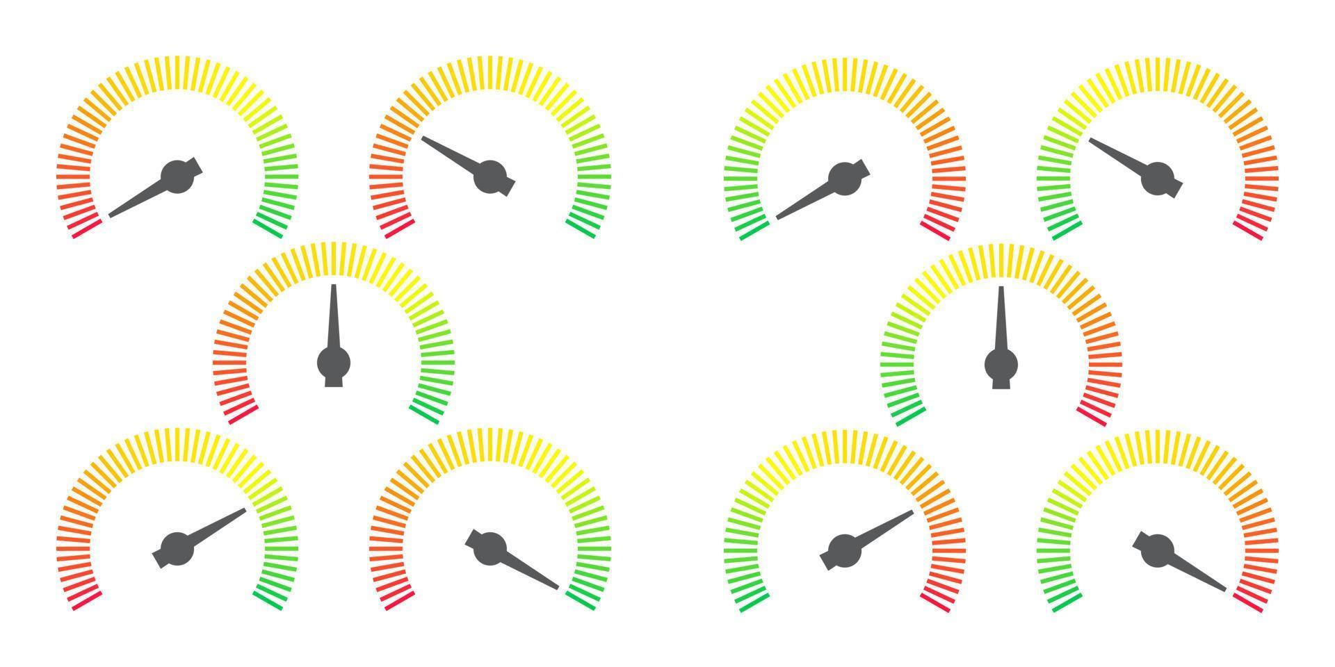 élément de jauge infographique de signe de mètre du rouge au vert et du vert au rouge illustration vectorielle vecteur