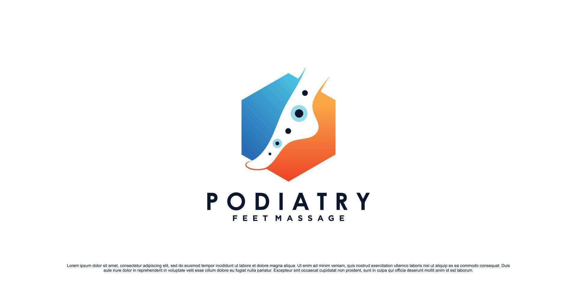 création de logo de massage des pieds podologiques avec concept de cheville et élément créatif vecteur premium