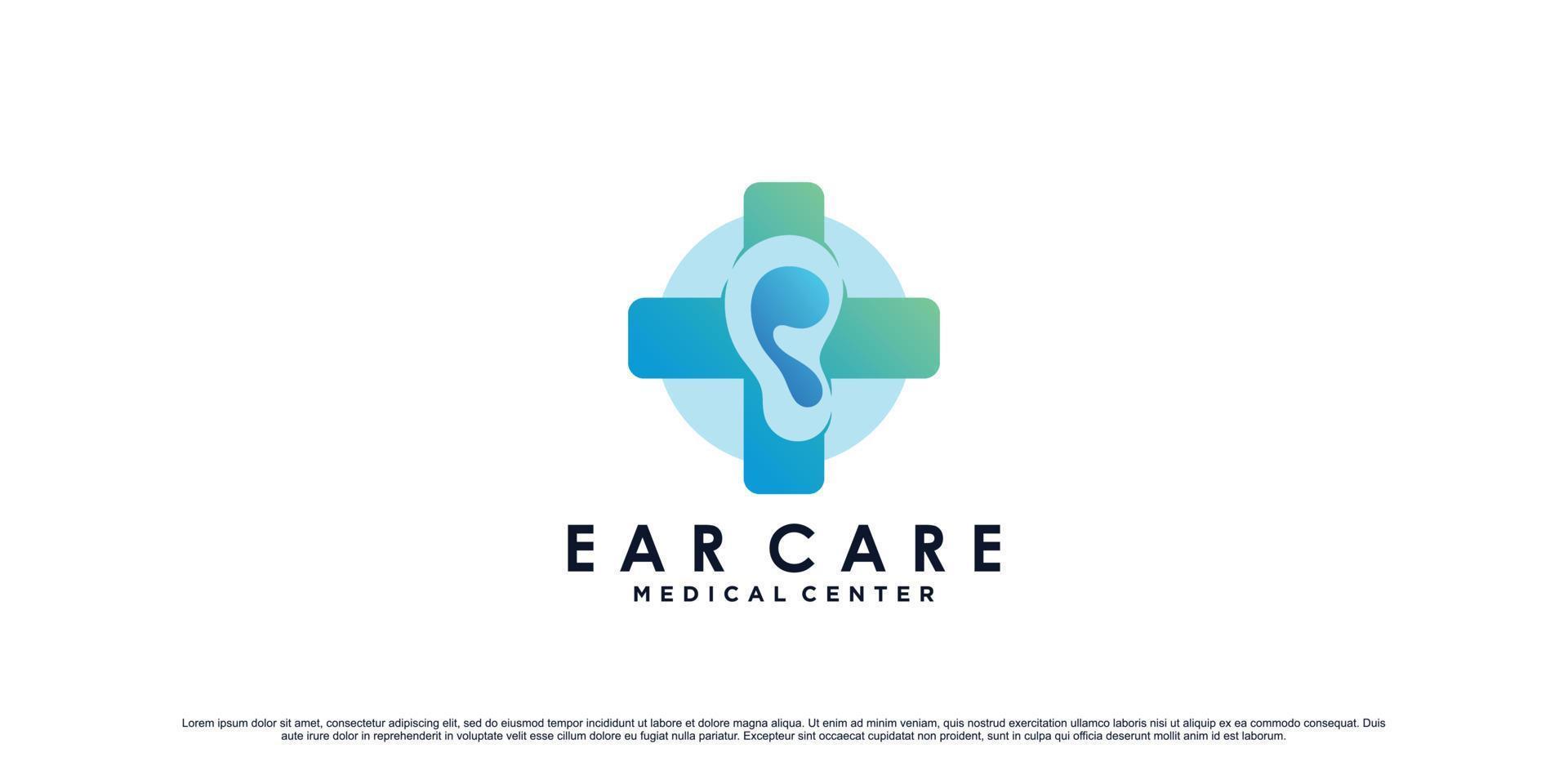 modèle de conception de logo de soin des oreilles avec vecteur premium élément créatif