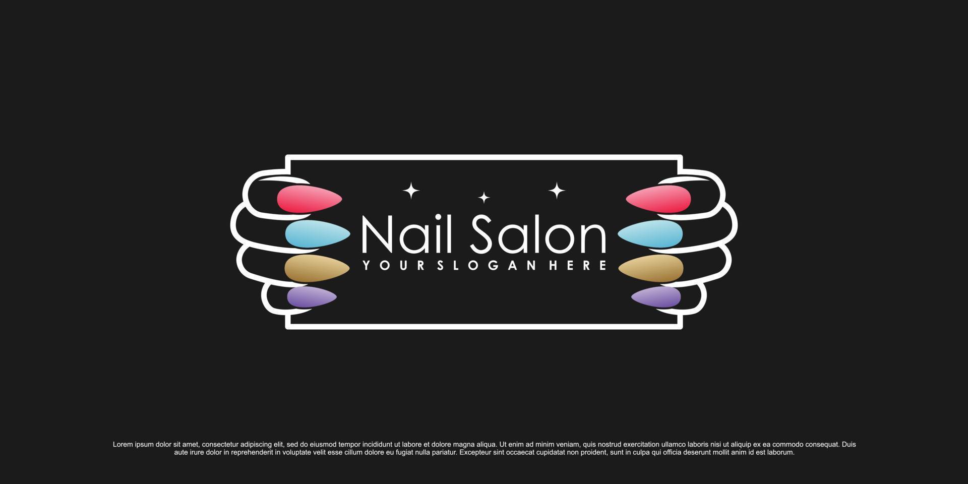 inspiration de conception de logo de vernis à ongles pour salon de beauté féminin avec concept de style moderne vecteur premium