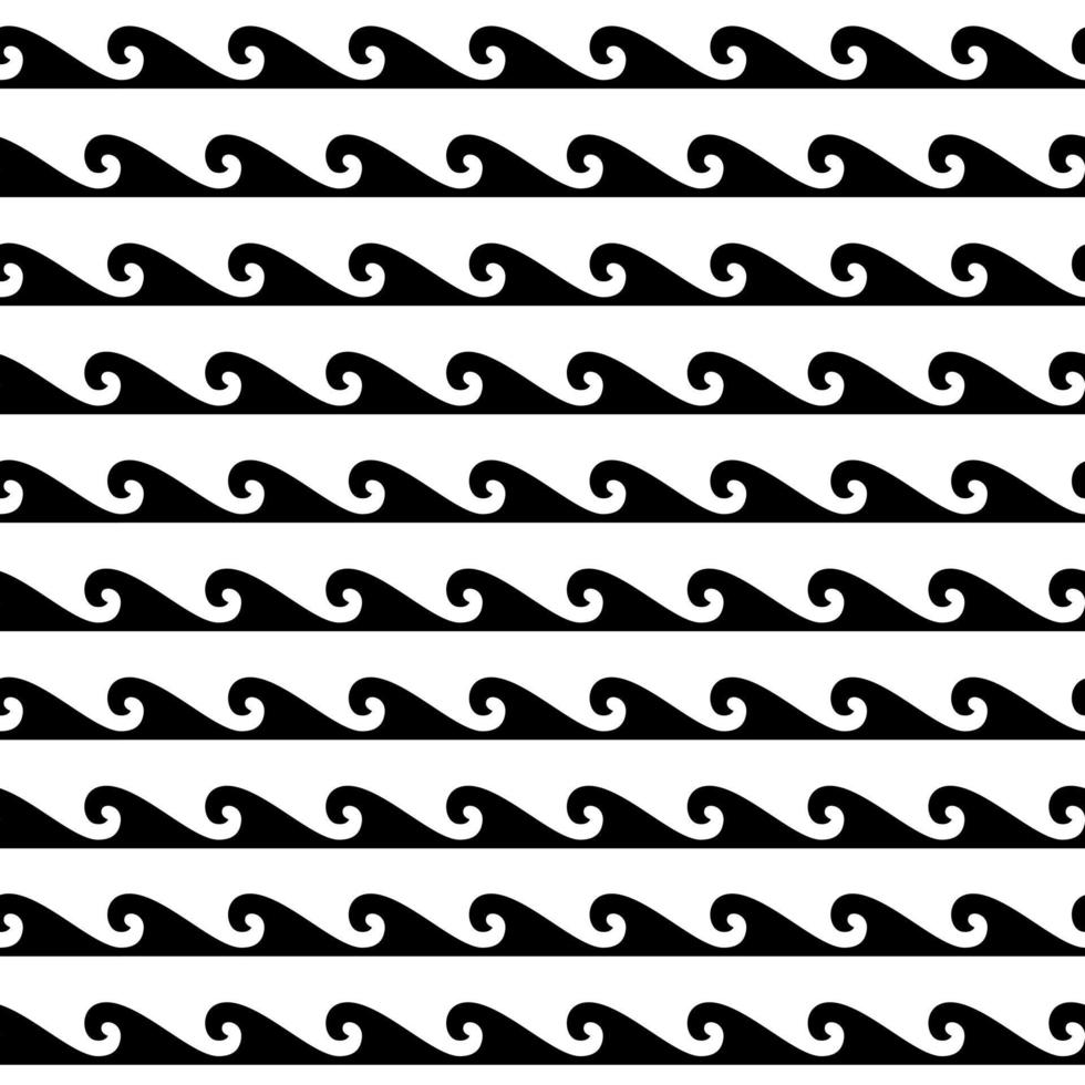 motif de vague sans couture noir et blanc, ornement de vague de ligne dans le style de tatouage maori pour tissu, textile, papier peint. ornement de style japon. vecteur