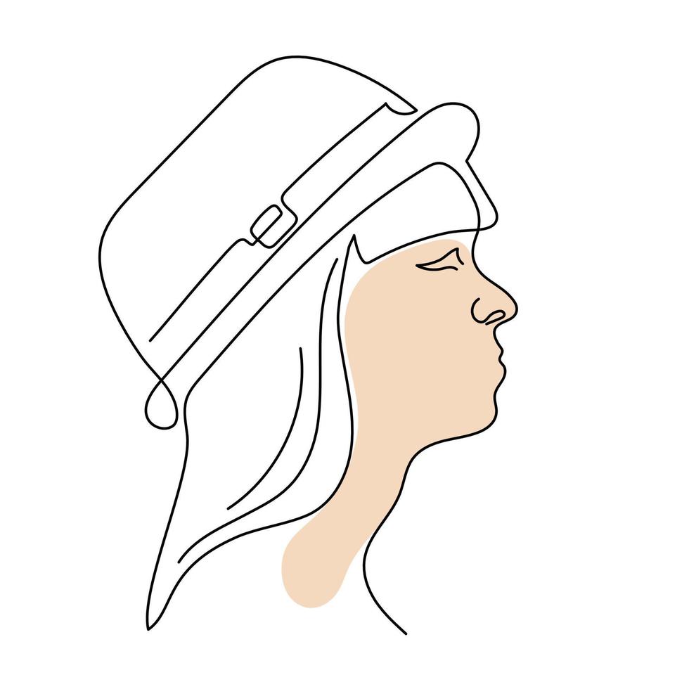 visage de femme dessin au trait simple. contour de l'illustration de la personne dans un style moderne. portrait de jeune fille abstraite vecteur