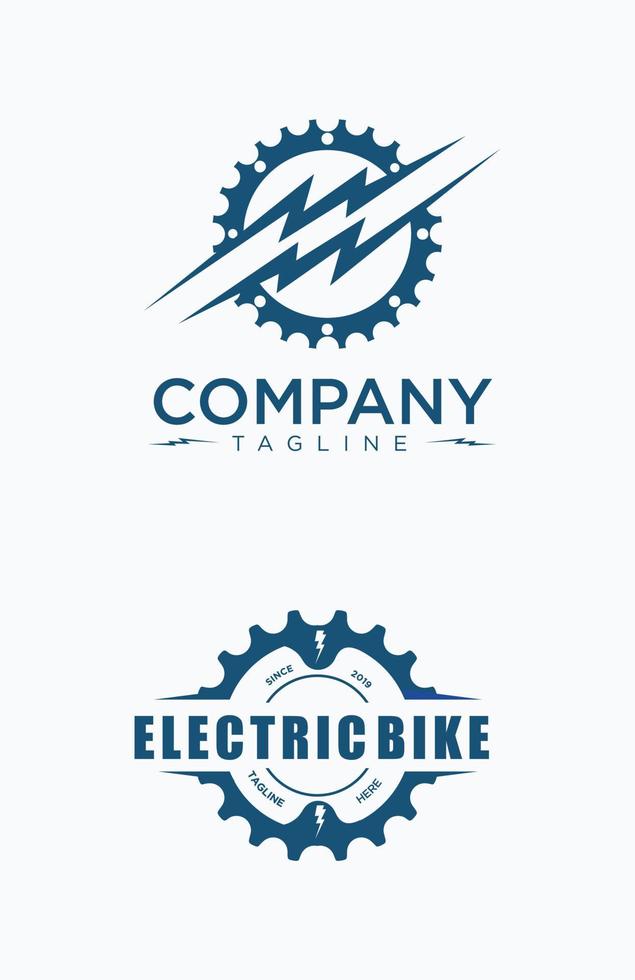 ensemble de stock de vecteur de conception d'engrenage électrique de logo de vélo électrique
