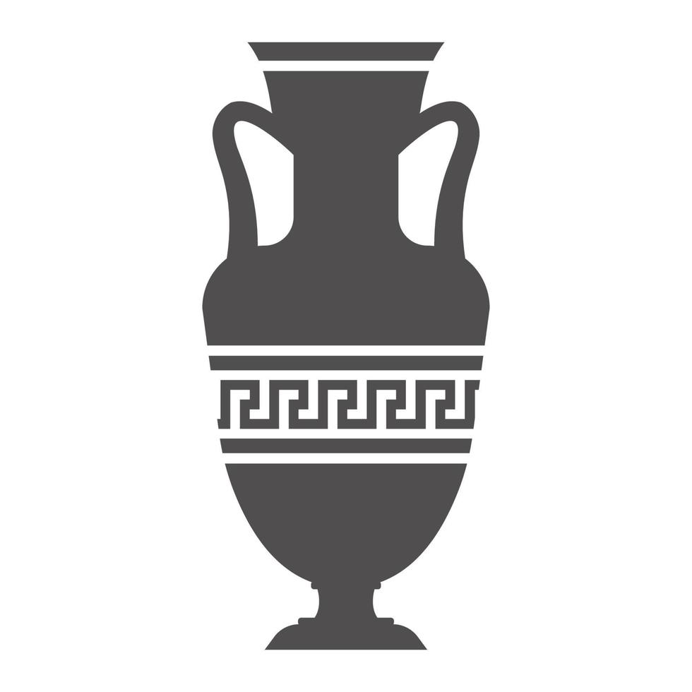 silhouette de vase grec. ancienne amphore et pot à motif de méandres. terre cuite céramique faïence. illustration de glyphe. terre cuite céramique faïence. vecteur. vecteur