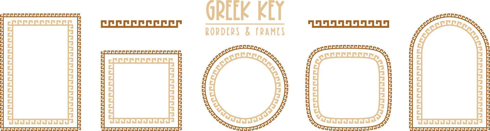 collection d'images clés et de bordures grecques. ancien méandre décoratif vecteur