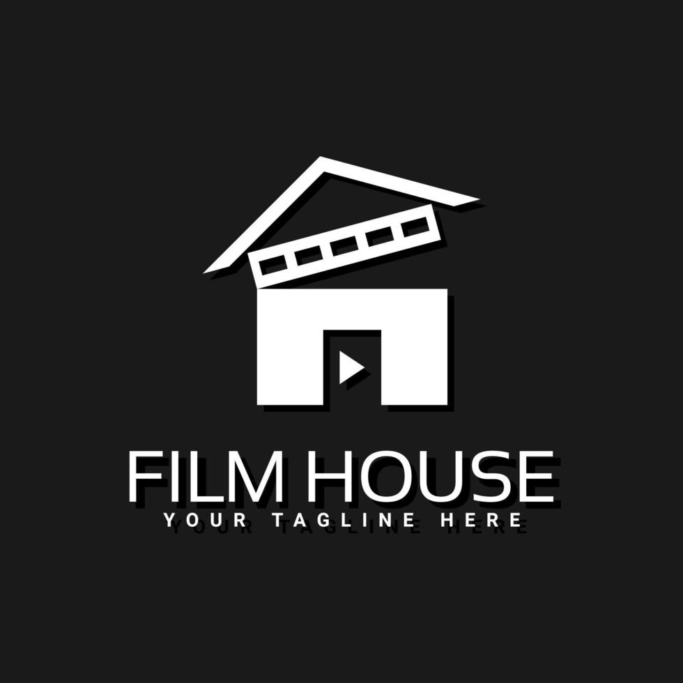 création de logo de concept de maison de film vecteur