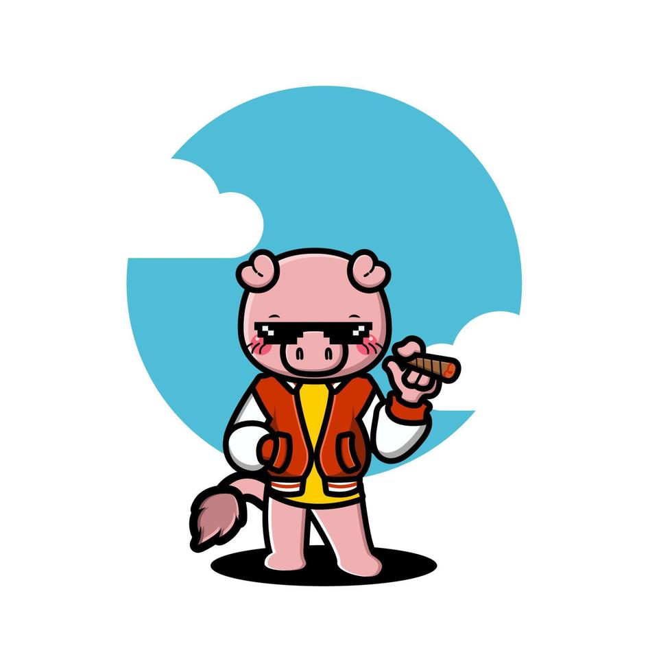 illustration de battage publicitaire de cochon de dessin animé vecteur