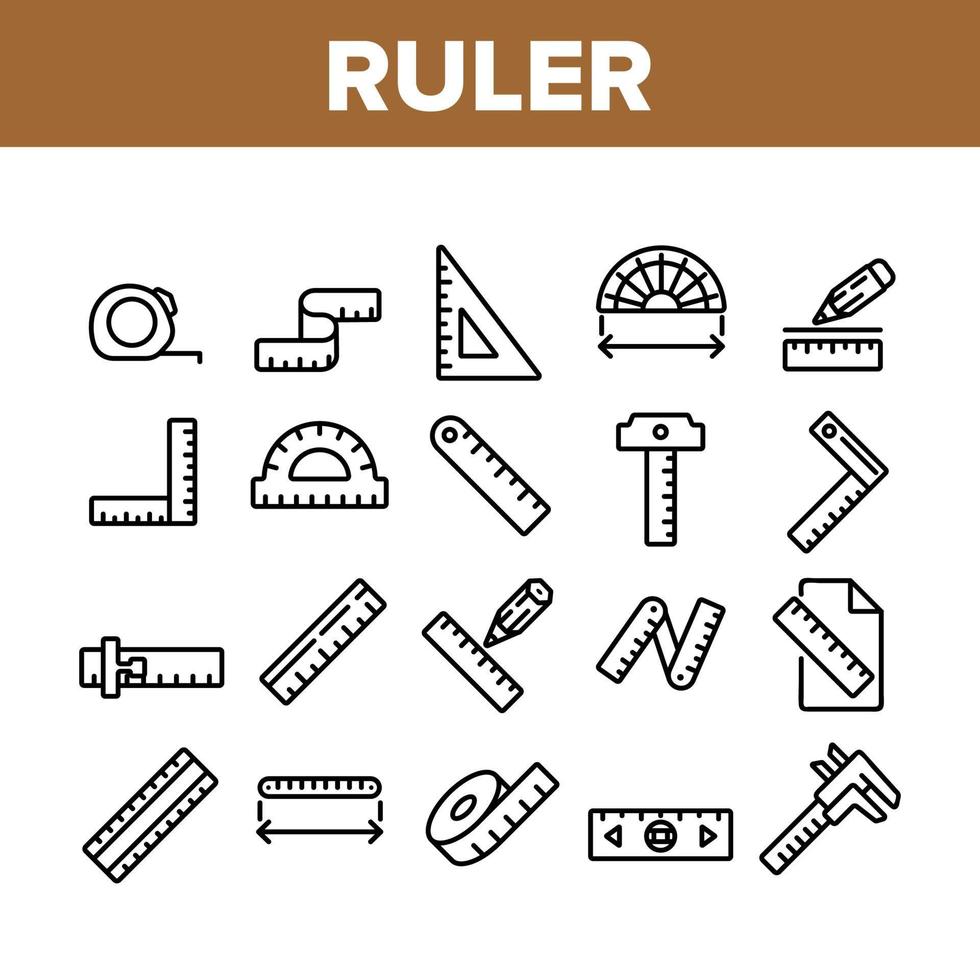 ensemble d'icônes de collection d'outils de mesure règle vecteur