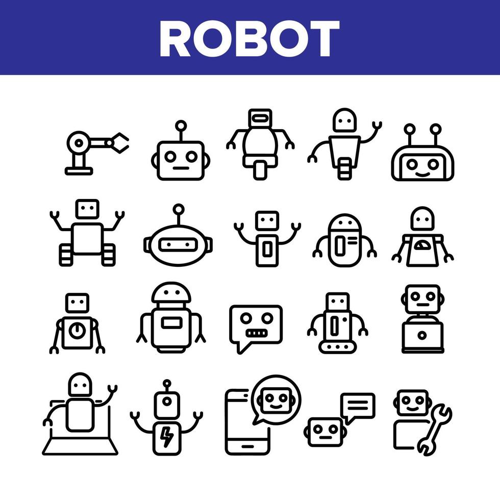 vecteur de jeu d'icônes de collection de haute technologie robot