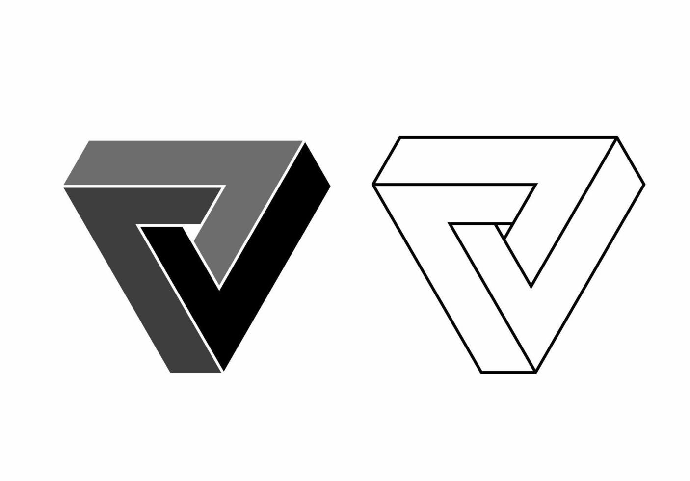 ensemble vectoriel de triangles de penrose isolés sur fond blanc