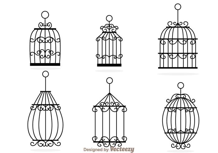 Vecteurs de cage d'oiseaux décoratifs vecteur