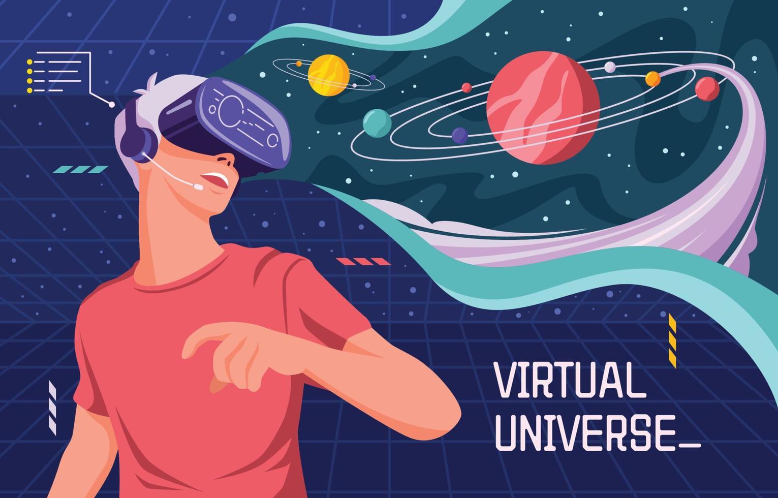 explorer l'espace avec la réalité virtuelle vecteur
