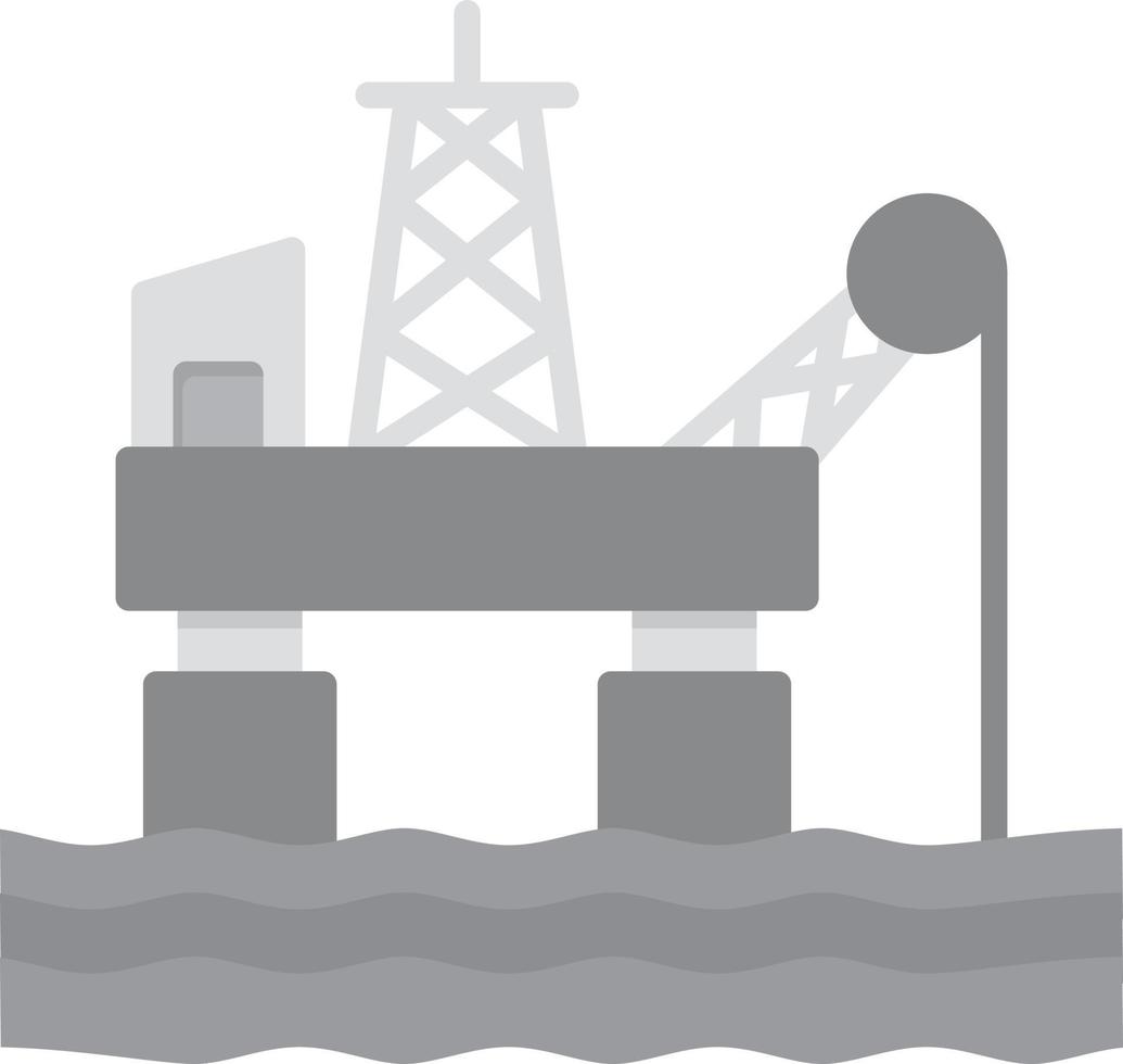 plate-forme pétrolière en niveaux de gris plats vecteur