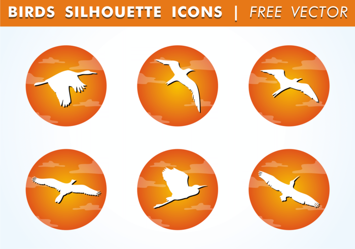 Icônes de silhouette d'oiseau vecteur gratuit