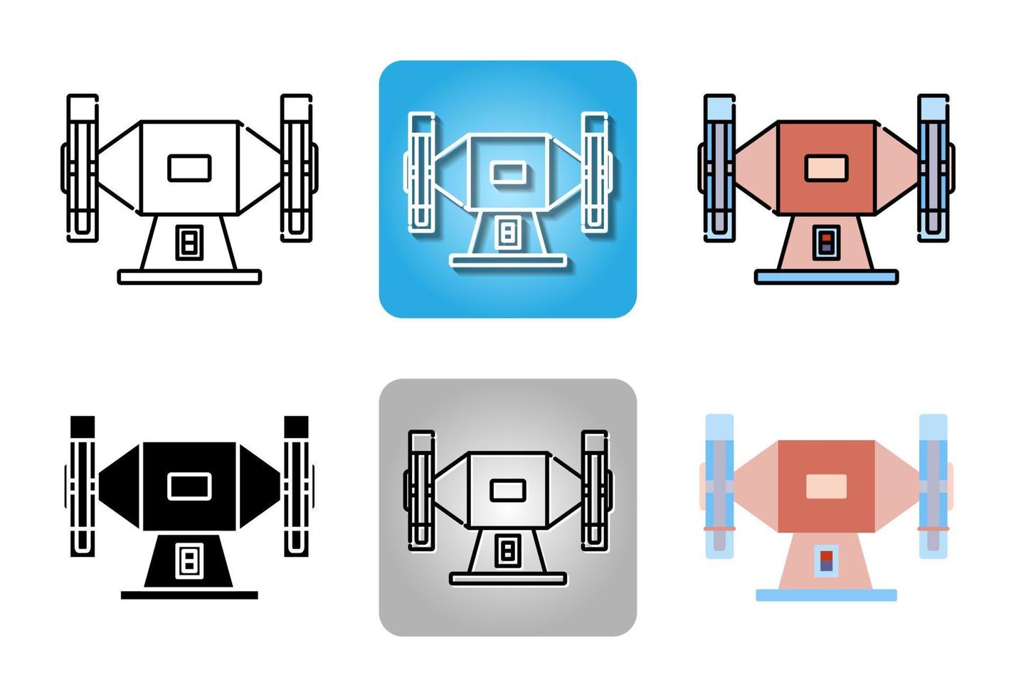 meuleuse d'établi ou ensemble d'icônes de machine de meulage isolé sur fond blanc pour la conception de sites Web vecteur
