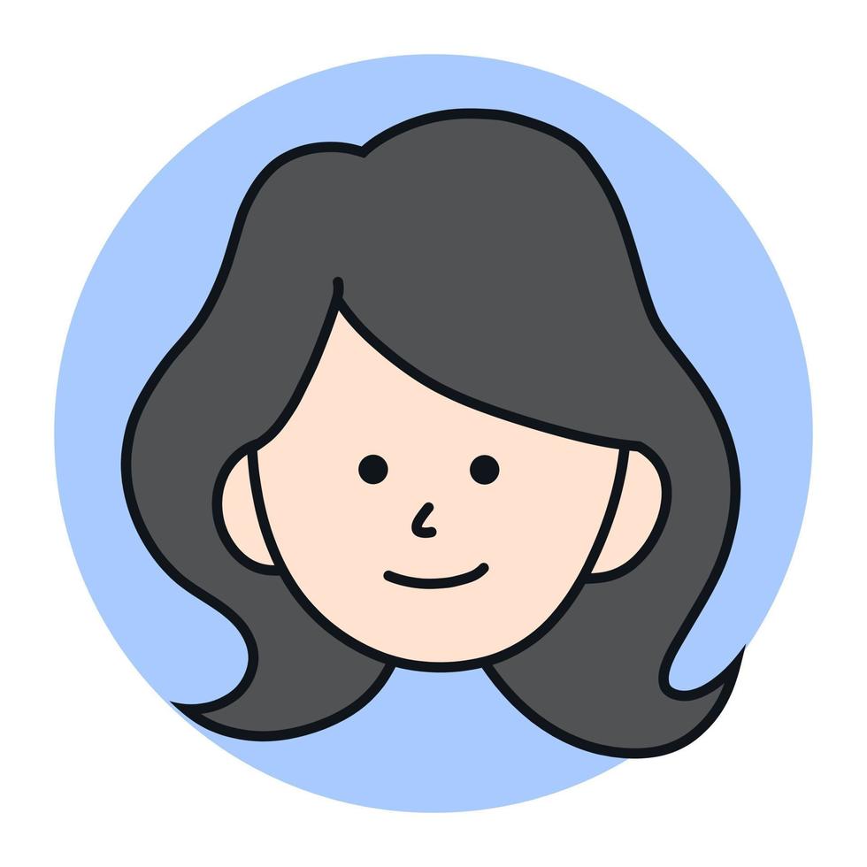 illustration vectorielle de femme profil mascotte. dessin animé d'icône de personnage d'avatar féminin. logo de l'utilisateur professionnel de visage de tête de fille vecteur