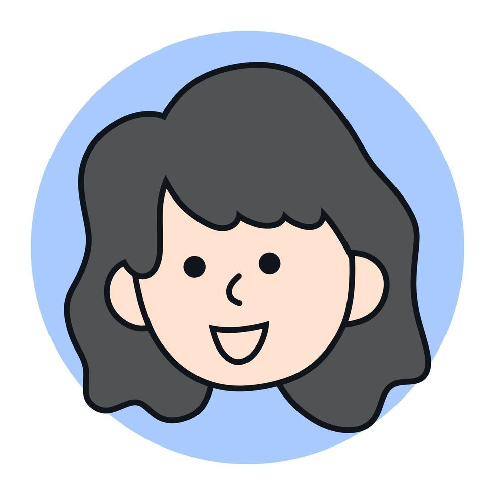 caricature d'icône d'avatar féminin. illustration vectorielle de femme profil mascotte. logo d'utilisateur professionnel de visage de fille vecteur