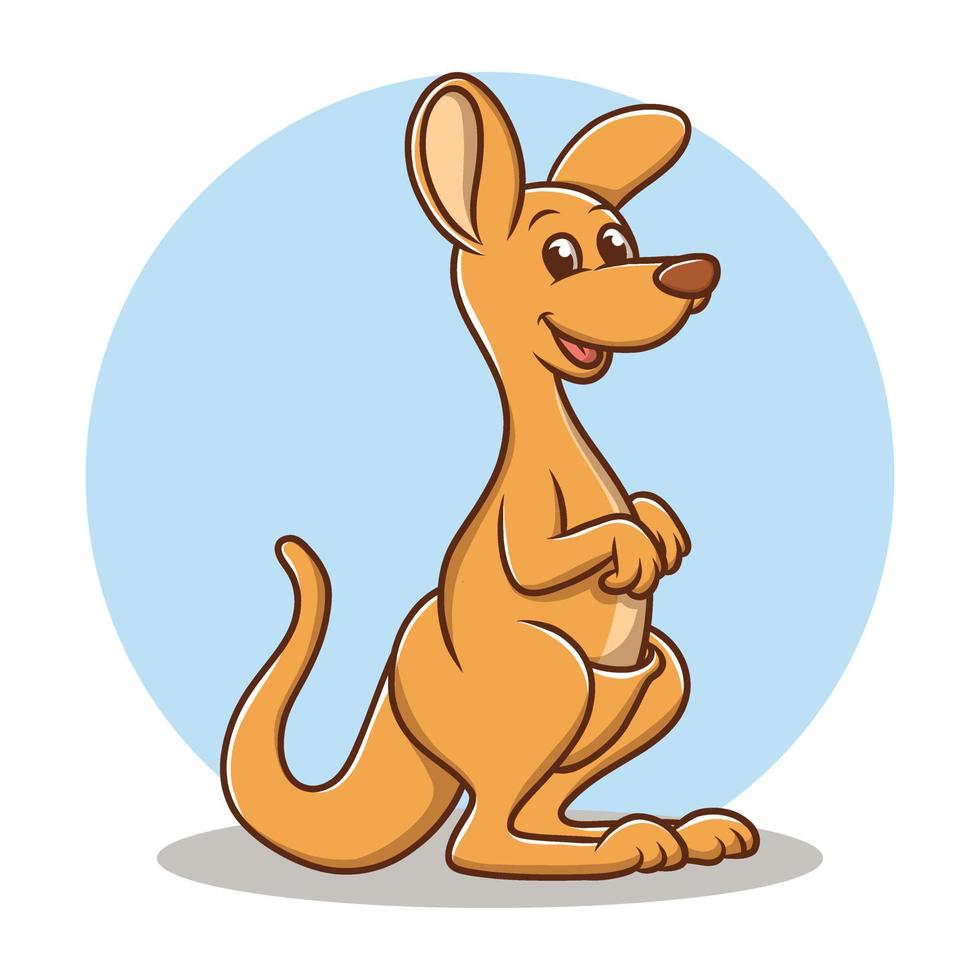 caricature de mascotte de kangourou. logo d'icône d'illustration vectorielle d'animaux vecteur