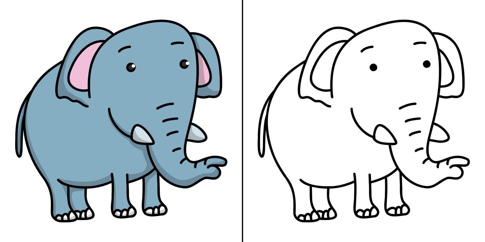caricature d'icône animal éléphant. safari et zoo mascotte symbole vecteur enfants livre de coloriage