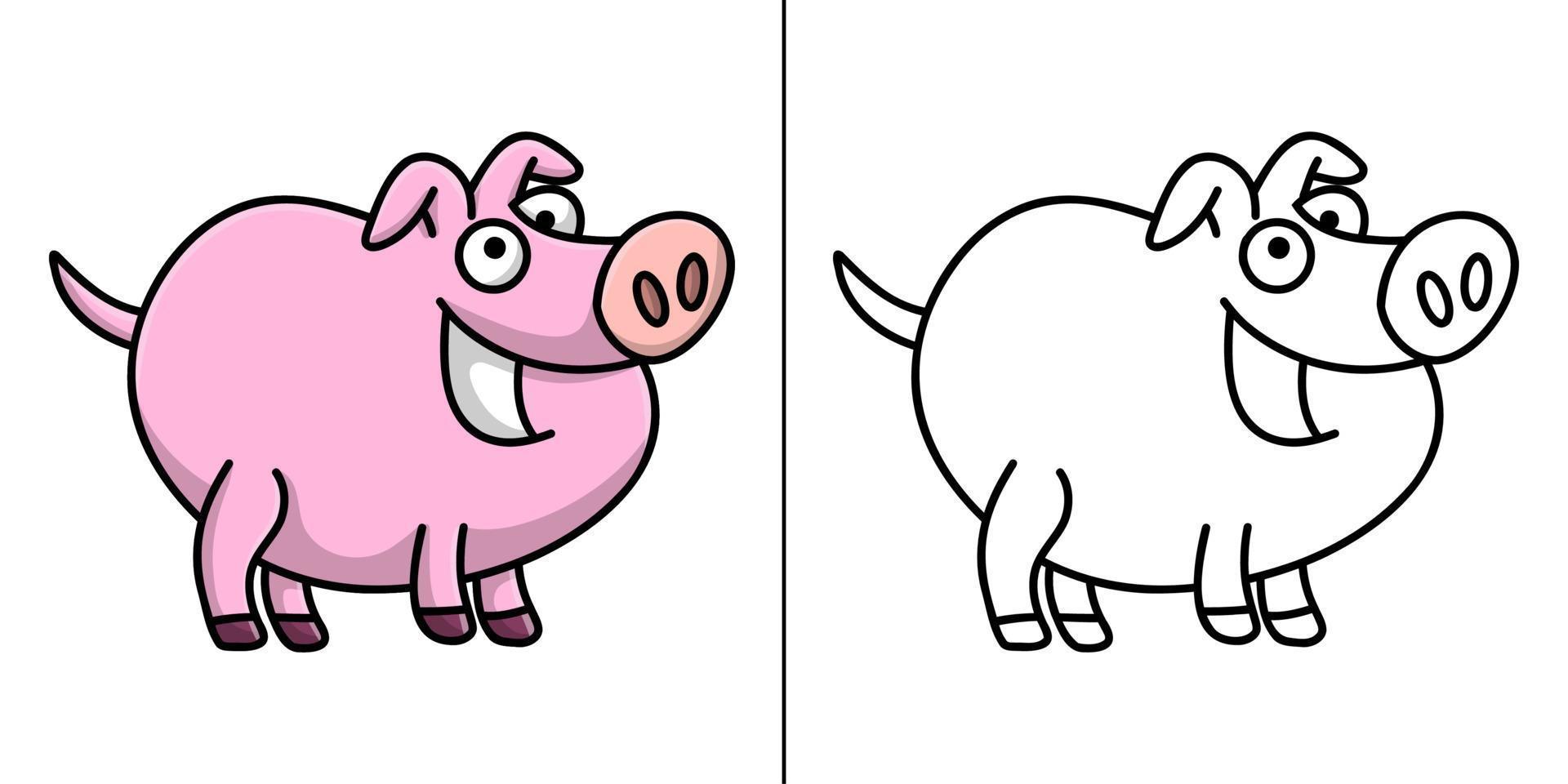 caricature d'icône de cochon. porc symbole vecteur enfants livre de coloriage