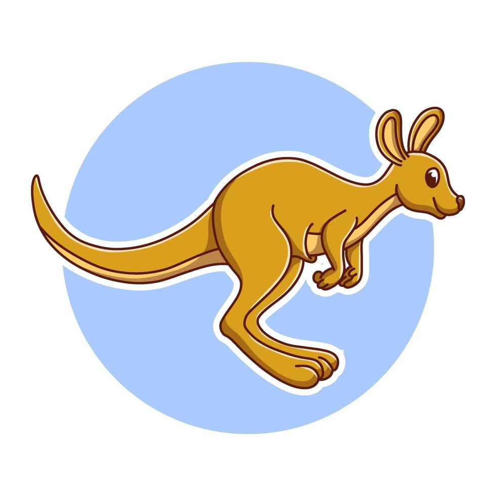 dessin animé d'autocollant pour enfants icône kangourou. illustration vectorielle de mascotte animale mignonne australienne. animaux d'australie logo personnage mignon vecteur