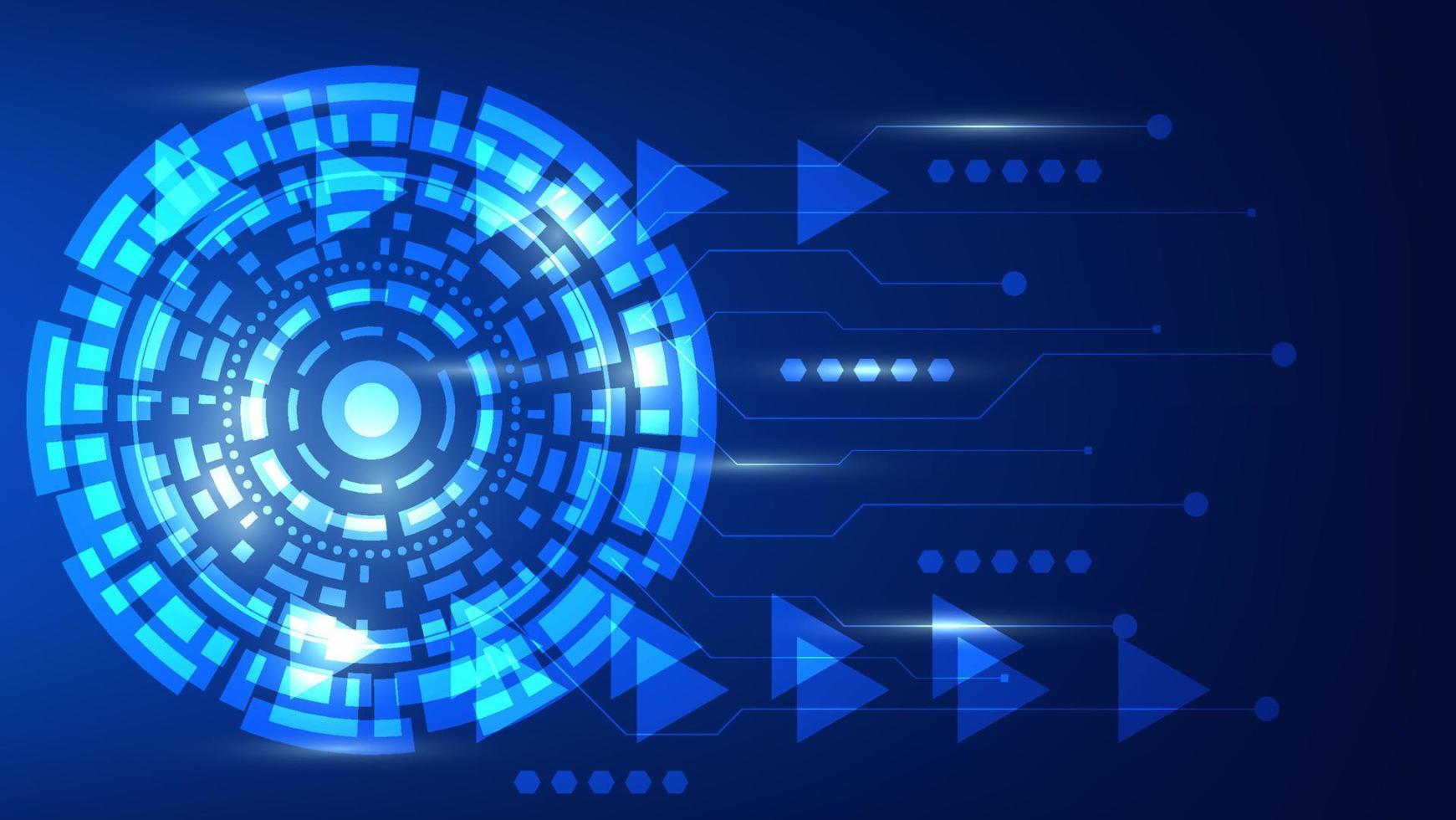 concept abstrait de fond de technologie d'innovation futuriste. écran hud numérique de cercle de haute technologie de lumière bleue brillante virtuelle pour la conception graphique moderne vecteur