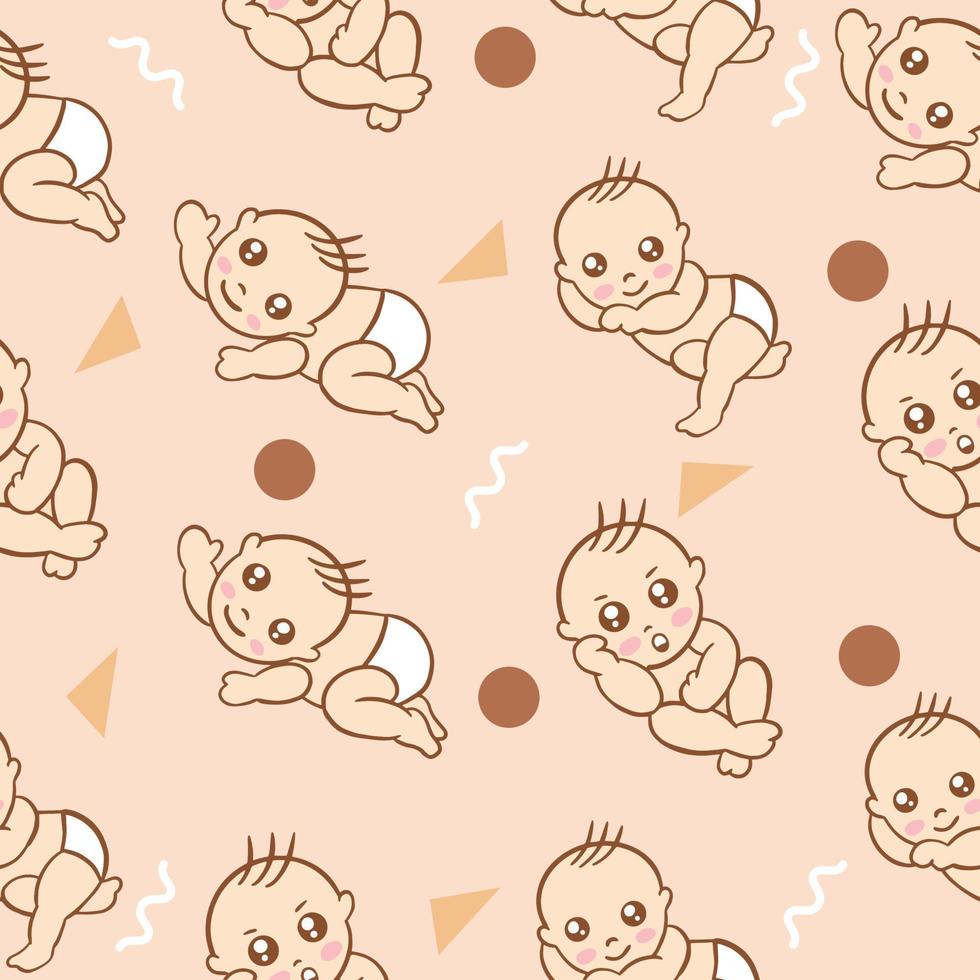 ensemble mignon bébé bébés garçon dessin animé plat avec illustration abstraite de collection d'objets bruns rose lite. vecteur