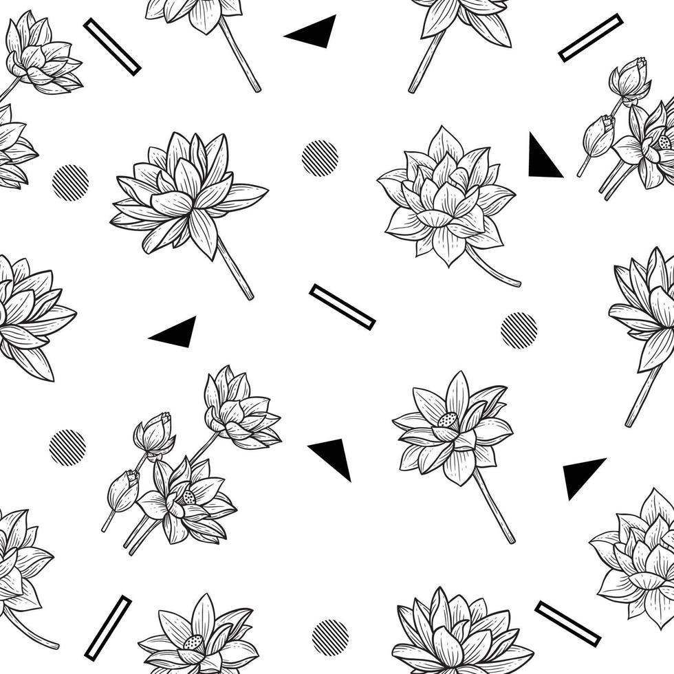 main dessinée noir et blanc fleur leafs naturals isolé dessin au trait botanique noir aléatoire objet noir illustration blanc. vecteur