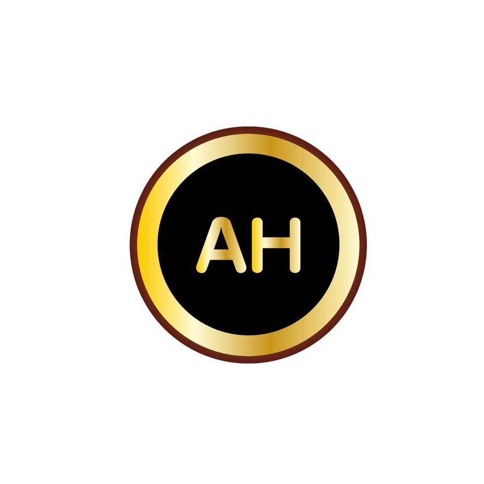 création de logo cercle lettre ah avec couleur or vecteur