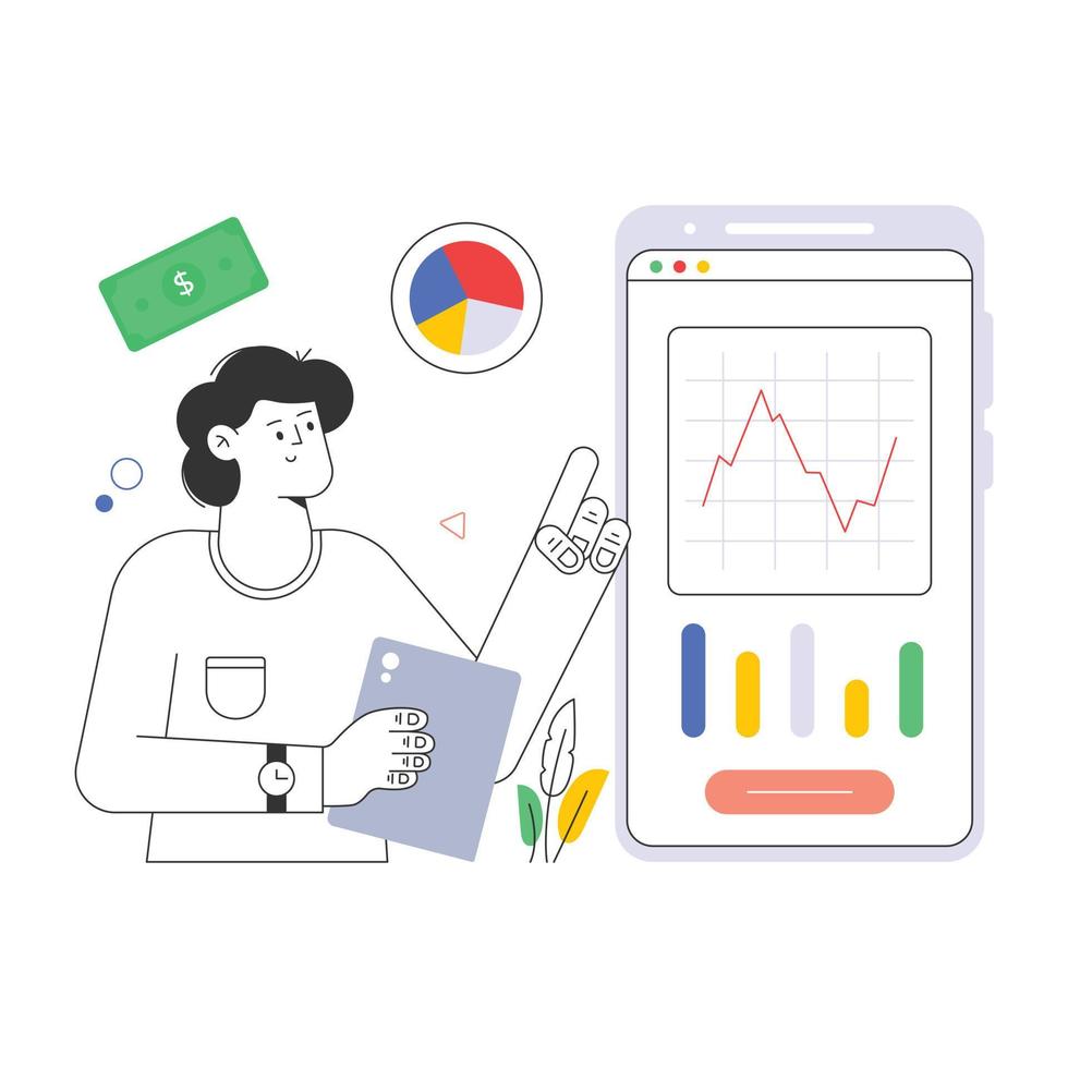 une illustration plate de l'achat mobile pour le web et les applications vecteur