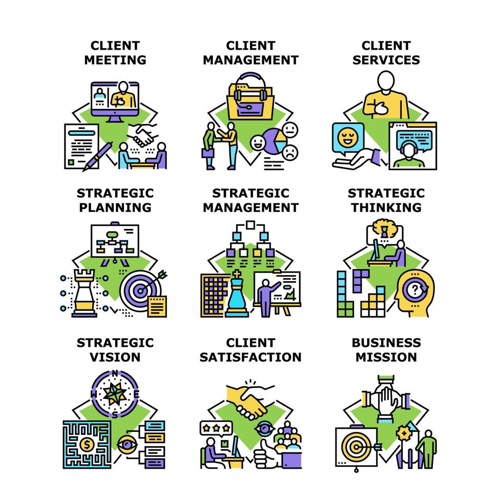 services à la clientèle définir des illustrations vectorielles d'icônes vecteur