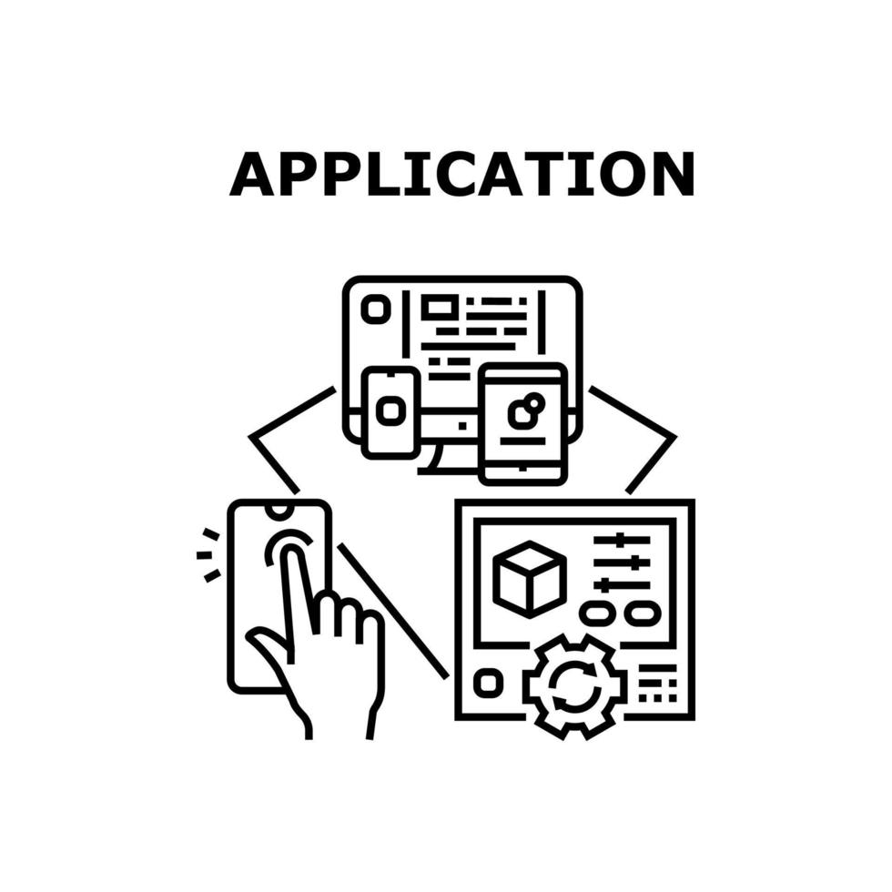 illustration noire de concept de vecteur d'application