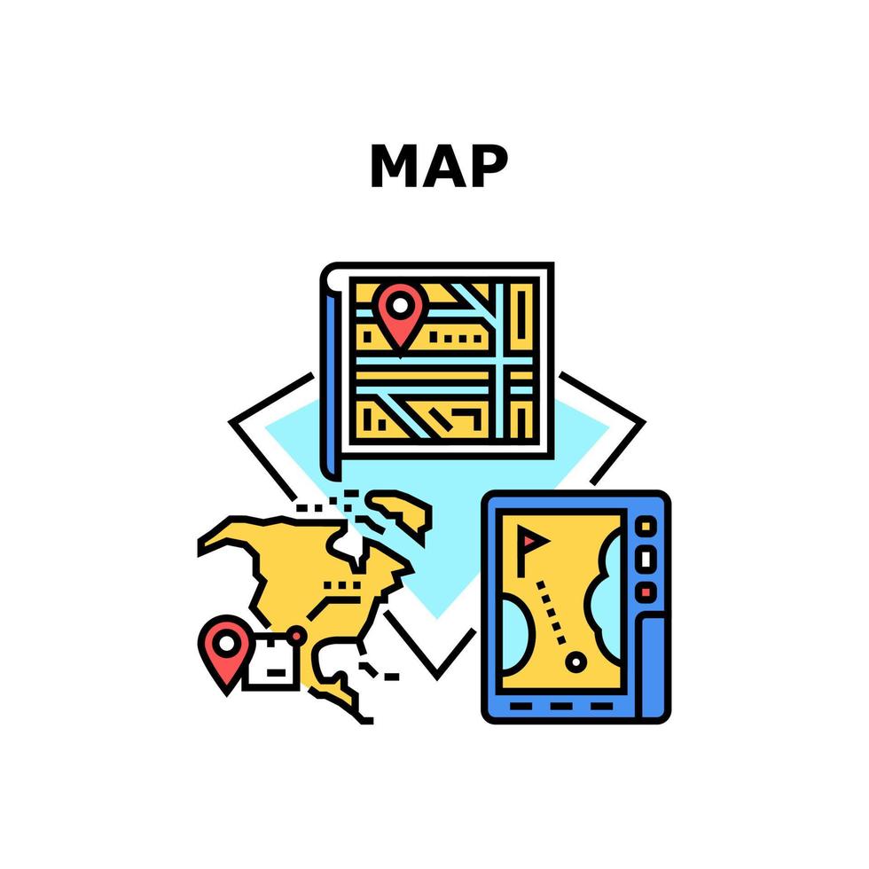 illustration de couleur de concept de vecteur de navigation de carte