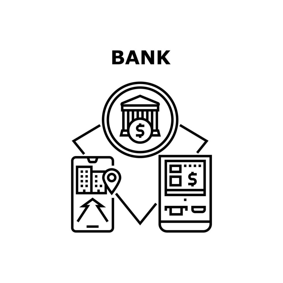 illustration noire de concept de vecteur de service bancaire