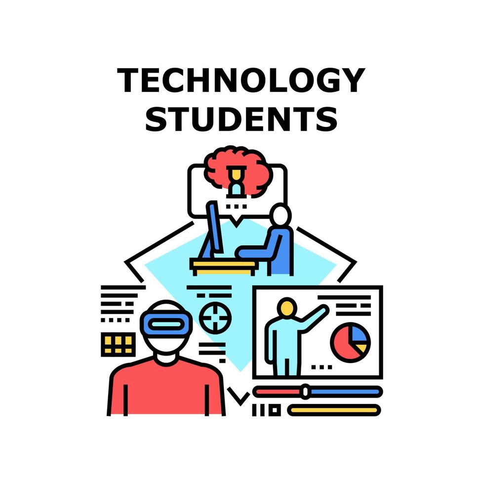 illustration de concept de vecteur de technologie étudiants