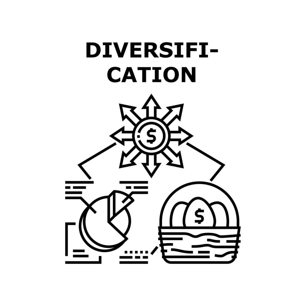 illustration noire de concept de vecteur de diversification