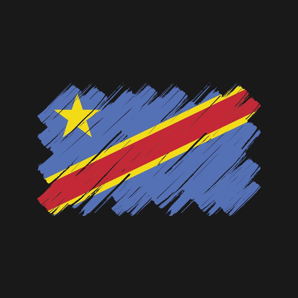 coups de pinceau du drapeau de la république du congo. drapeau national vecteur