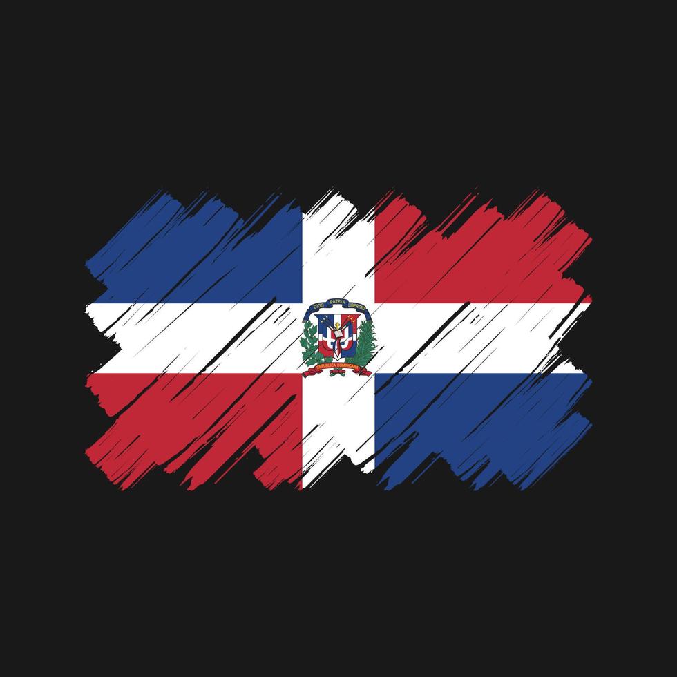 coups de pinceau du drapeau de la république dominicaine. drapeau national vecteur