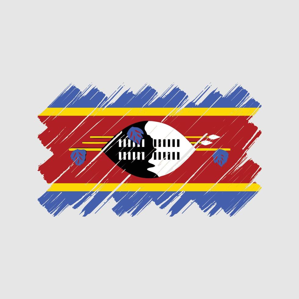 coups de pinceau du drapeau du swaziland. drapeau national vecteur