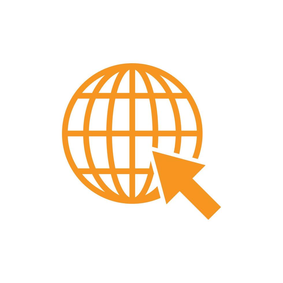 eps10 web vectoriel orange ou aller à l'icône web isolé sur fond blanc. symbole du globe dans un style moderne et plat simple pour la conception, le logo, le pictogramme, l'interface utilisateur et l'application mobile de votre site Web
