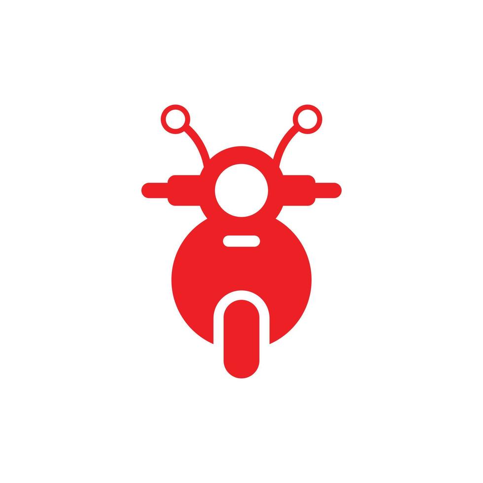 eps10 icône de vue avant moto vecteur rouge isolé sur fond blanc. symbole de scooter dans un style moderne et plat simple pour la conception, le logo, le pictogramme et l'application mobile de votre site Web