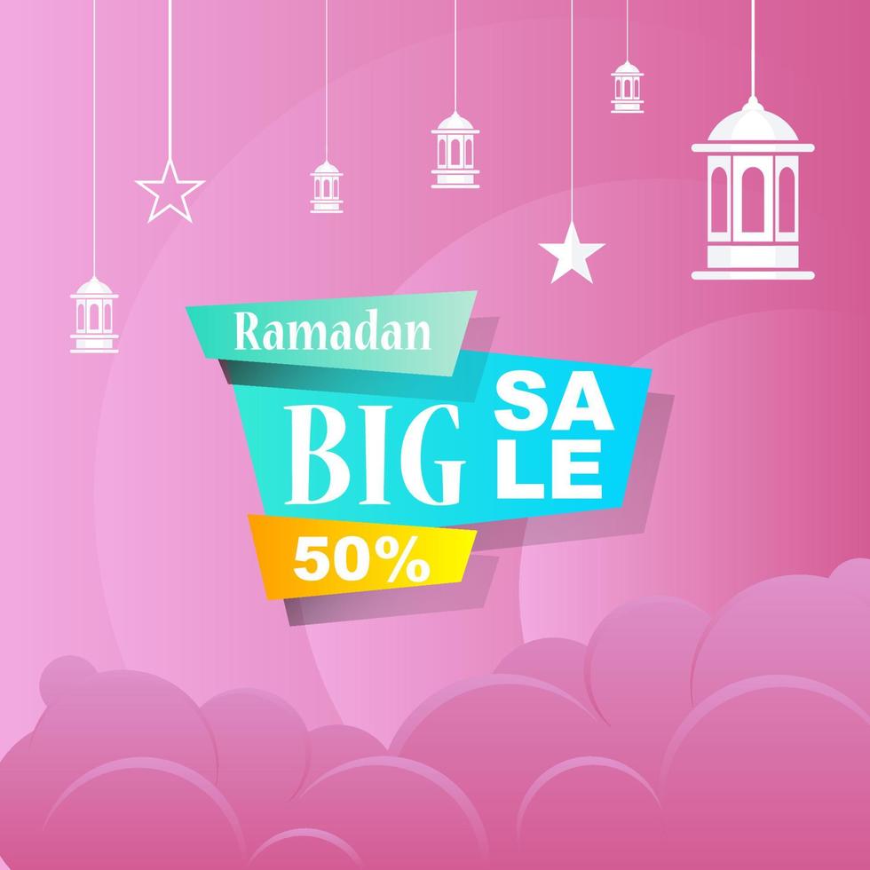 ramadan kareem set vente d'affiches et conception d'étiquette de prix avec une couleur dégradée colorée vecteur