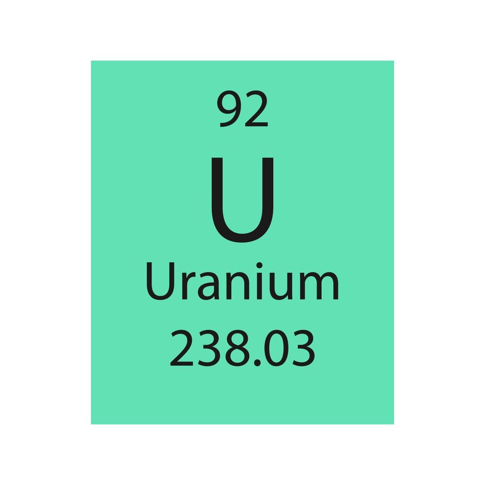 symbole de l'uranium. élément chimique du tableau périodique. illustration vectorielle. vecteur