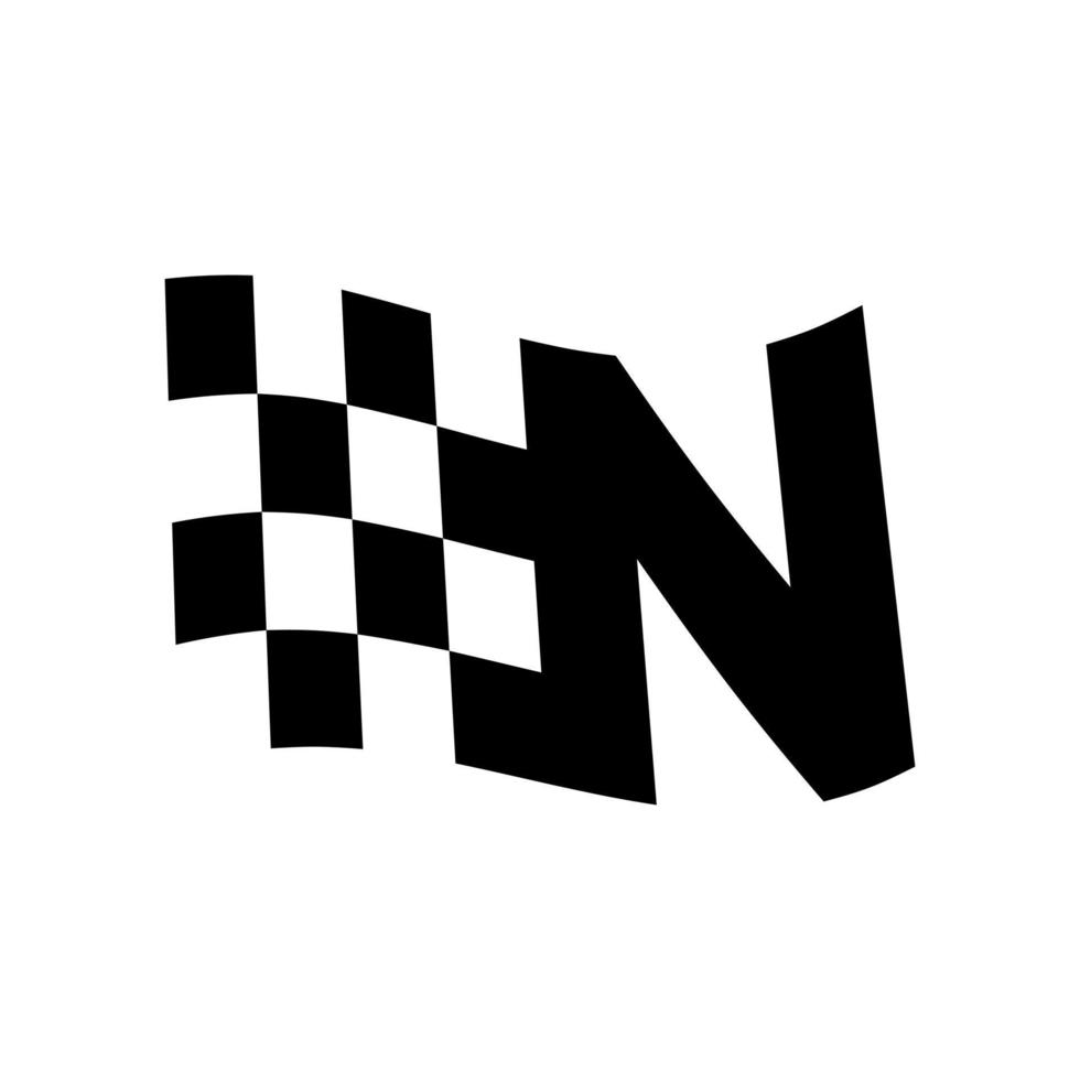 logo initial de la course du drapeau n vecteur